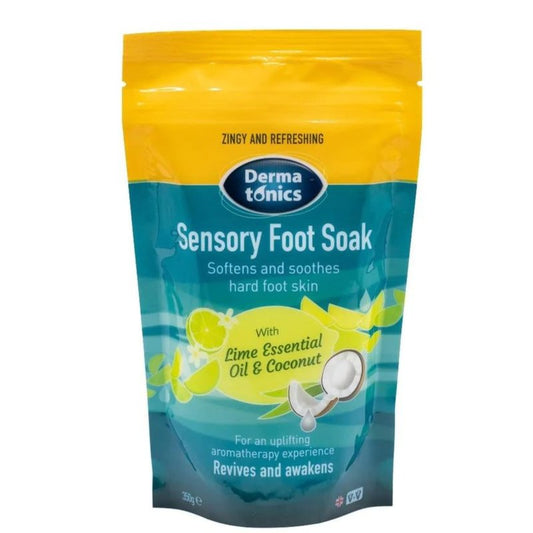 Dermatonics Sensory Foot Soak | Softens and Soothes Hard Foot Skin | With Lime Essential Oil and Coconut | Revives and Awakens | Suitable for Vegans | 12.35 oz
