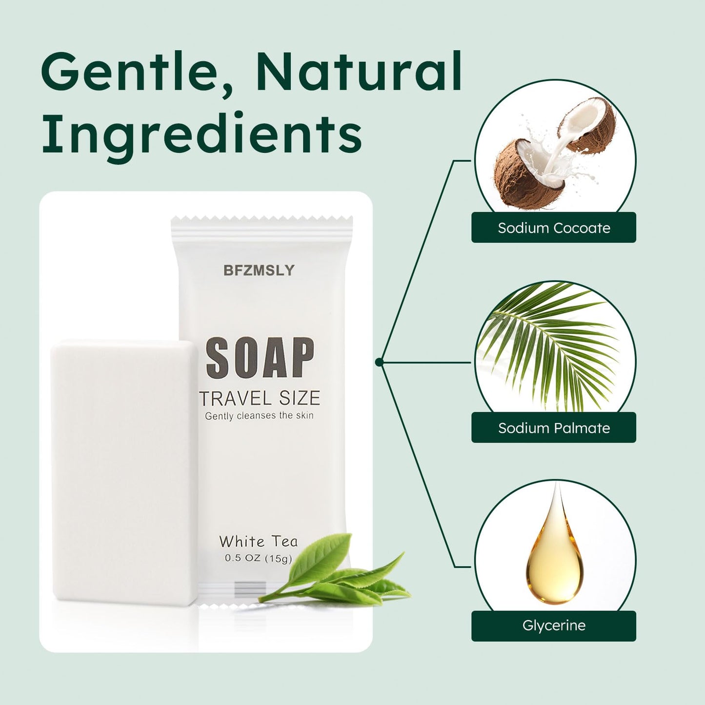 BFZMSLY 200 Pack Bulk Wrapped Hotel Bar Soap, 0.5 oz (15g), White Tea Scent – Mini Guest Soaps for Hotels, Airbnb, Vacation Rentals, Travel Toiletries, Individually Wrapped