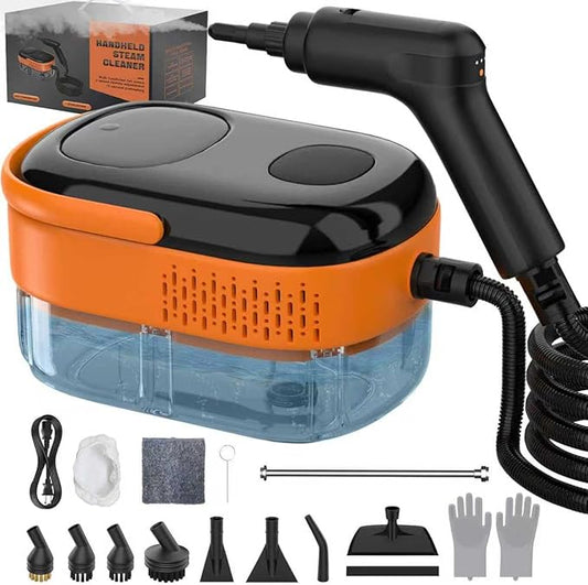 Steam Cleaner for Home & Car-Portable Handheld Steamer for Cleaning with 3-Level Handle, 15s Heat-Up, Large Tank, 16 Accessories - Clean Grease, Grout, Tile, Floor, Couch, Dirt, Furniture