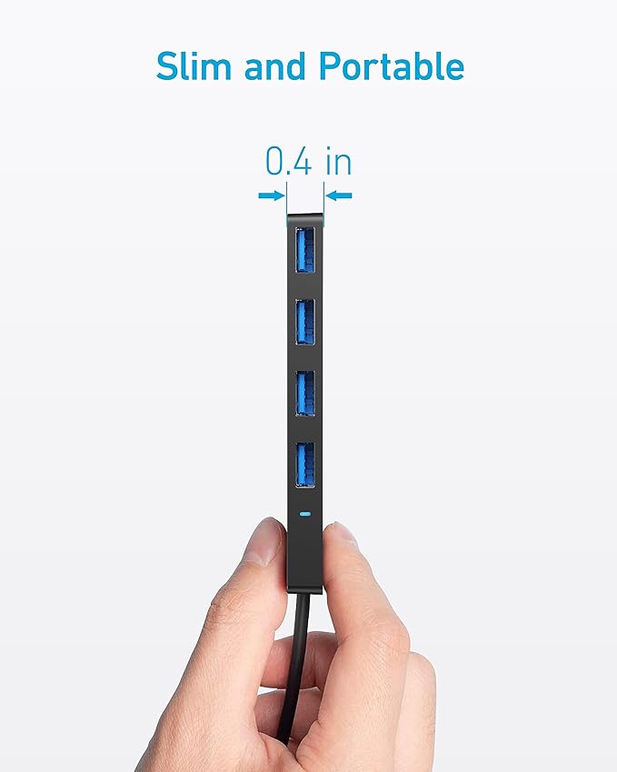 Anker USB C Hub 4 Ports, Multiple USB 3.0 Hub with 5Gbps Data Transfer, Extender for Type C Port Laptop, PC, Desktop and More (2 ft USB-C Connector, Charging Not Supported)