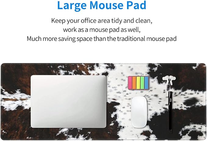 PPZCXWP Mouse Pads Western Highland Cowhide Ranch Style Large Mouse Pad, Gaming Mousepad, Keyboard and Mouse Pad with Stitched Edges,PC Desk Mat for Game,Work,Office(31.5"*11.8")