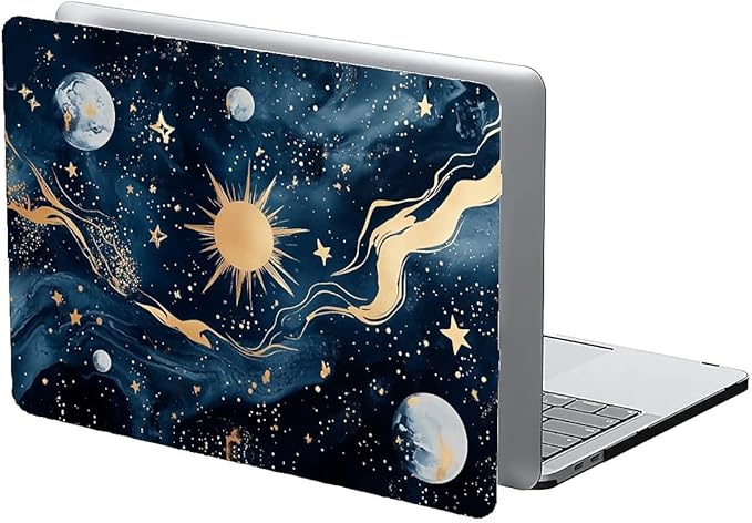 COTAIL Compatible with MacBook Air 13.3 13.6 Inch Case 2022 2021 2020 2019 Plastic Hard Shell Case Cover,13.6 Air (A2681) M2 2022, Moon and Sun