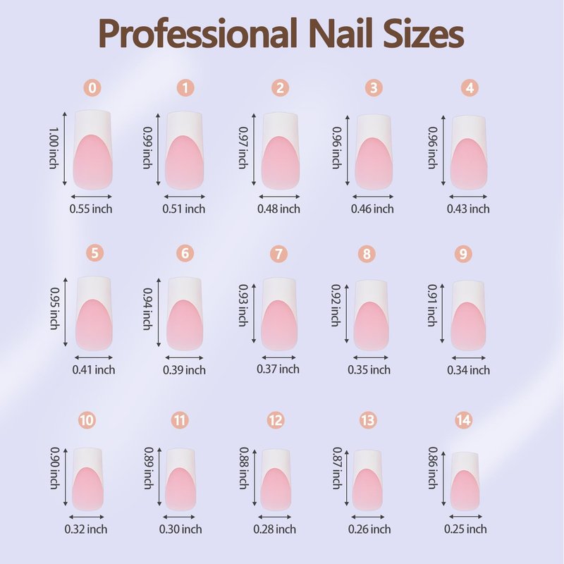French Gel Nail Tips - 240 Pcs Long Square Pink Press-On Nails | Pre-Filed, No Need to Shape, 15 Sizes for DIY Nail Art