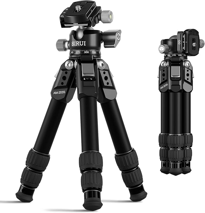 SIRUI Aluminum Alloy Desktop Tripod, 1.9lbs Mini Lightweight Tripod with Low-Profile Ball Head, Compact Design, 33lbs Load, 16.7" Max Height, for DSLR, Mirrorless Camera, Phone, Vlogging