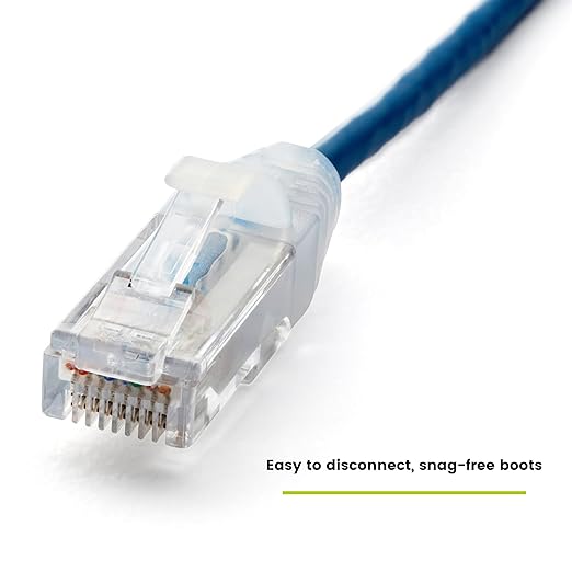 TRUECABLE Cat6 Component Rated Patch Cable, Unshielded (U/UTP), 2ft, Blue, 28AWG Stranded Pure Copper, Snagless 10G High-Speed Ethernet Cable, PoE++ 4PPoE 100W, UL Listed, RoHS-3, 5 Pack