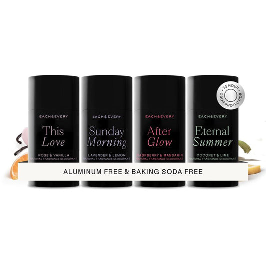 Each & Every Aluminum Free Deodorant for Women & Men, Travel Size – Natural Fragrance 72-Hr Odor Protection for Sensitive Skin, EWG Verified, Baking Soda Free - Multiple Scents Mini 4 Pack, .8oz