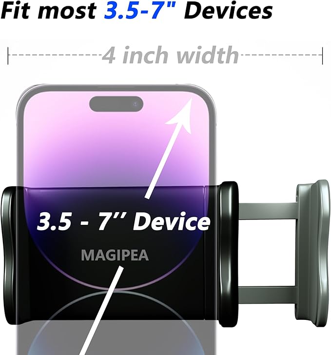 MAGIPEA Gooseneck Phone Holder for Bed, Flexible Overhead Cell Phone Mount for Desk, Hands-Free Viewing Clamp Stand Compatible with iPhone 17 16 15 Pro Max and 3.5-7" Devices