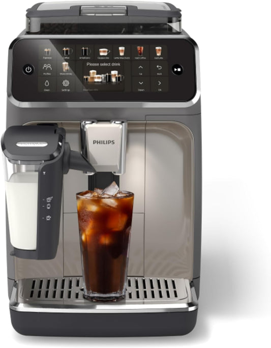Philips 5500 Series Espresso Machine - Fully Automatic with LatteGo Milk System, 20 Coffee Pre-Sets, Black Chrome