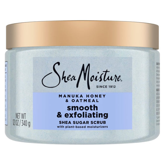 SheaMoisture Shea Sugar Body Scrub Manuka Honey Oatmeal for smooth & exfoliating Smooth and Exfoliating Body scrub with 24h shea moisture nutrients 12 oz