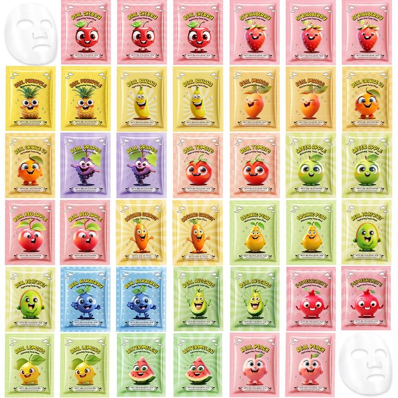 Kids Face Masks - 40 Pack Bulk Spa Day Kit | Moisturizing Sheet Masks for All Skin Types