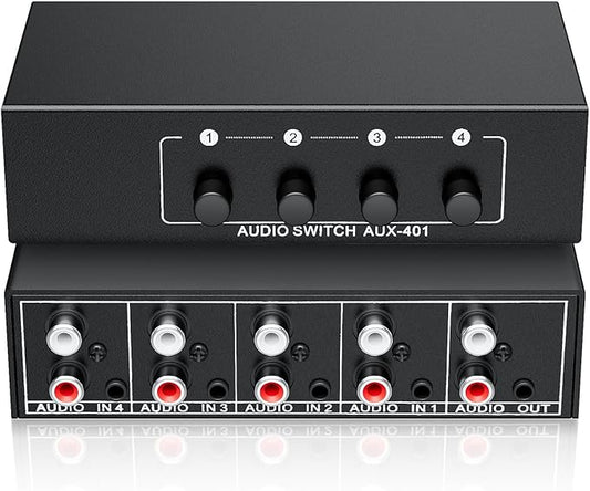 4-Way RCA L/R & 3.5mm Stereo Audio Switcher Bi-Directional Switch Selector