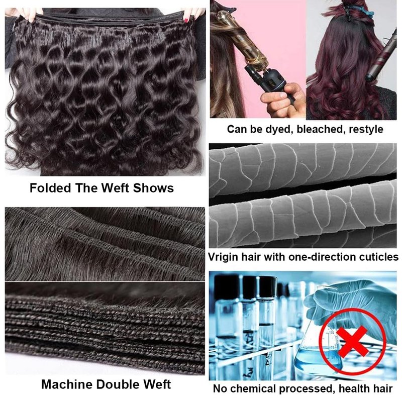 Body Wave Bundles Human Hair 16 Inch Human Hair Bundles Single Wavy Bundles 12A Brazilian Unprocessed Virgin Hair Extensions Human Natural Color Hair