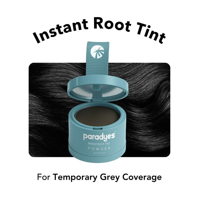 Paradyes Instant Root Tint Hairline Powder - Root Touch Up Hair Color for Gray Coverage - Bald Spot Concealing Hair Powder for Women & Men - 24-Hour Stain-Proof - Natural Black - 0.14 Ounce
