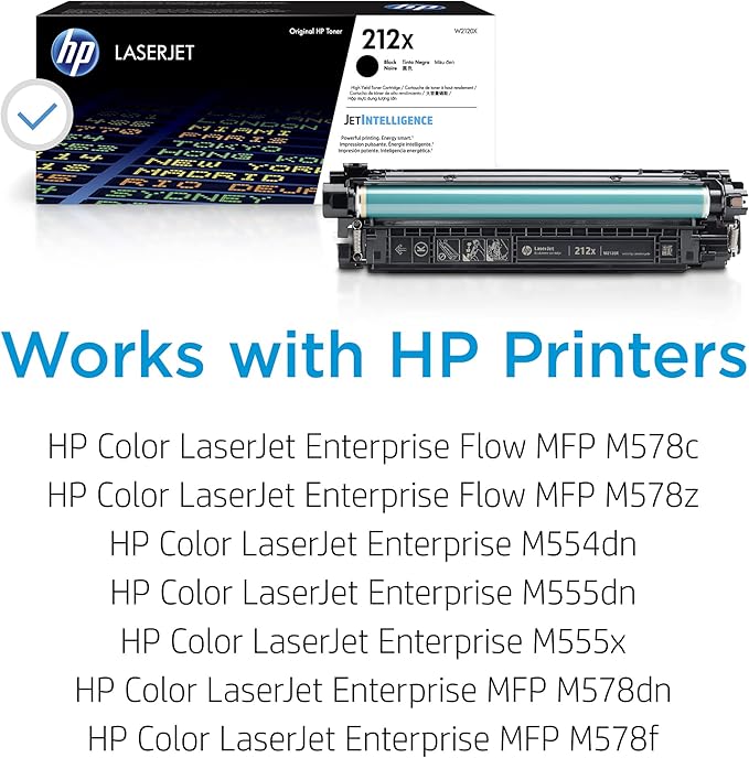 HP 212X Black High-Yield Toner Cartridge Printers | Works with Color LaserJet Enterprise M554, M555 Series; Color LaserJet Enterprise MFP M578 Series | W2120X