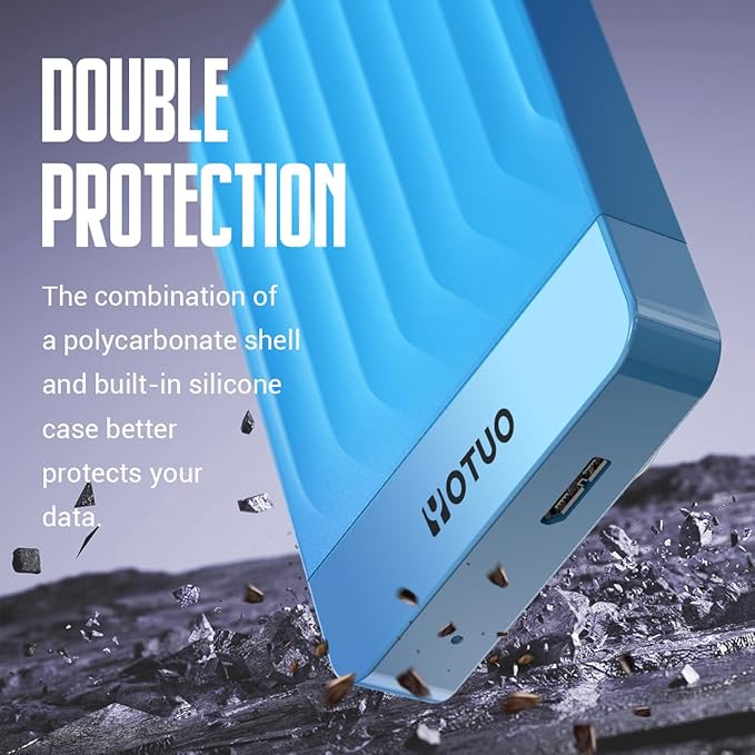 YOTUO 500GB External Hard Drive, Portable Storage Expansion HDD, USB 3.0 & USB-C for PC, Mac, Desktop, Laptop, Smartphone, PS4, Xbox One, Xbox 360, Office & Game, Blue