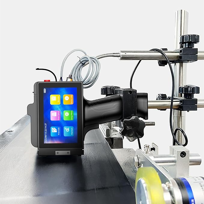 TIKTONER TIJ800P Handheld Inkjet Printer 1 inch Portable Handheld Printer Gun 5 Inch Screen Quick Drying Inkjet Coding Machine for Batch Number/Date/Barcode/QR Code/Logo etc