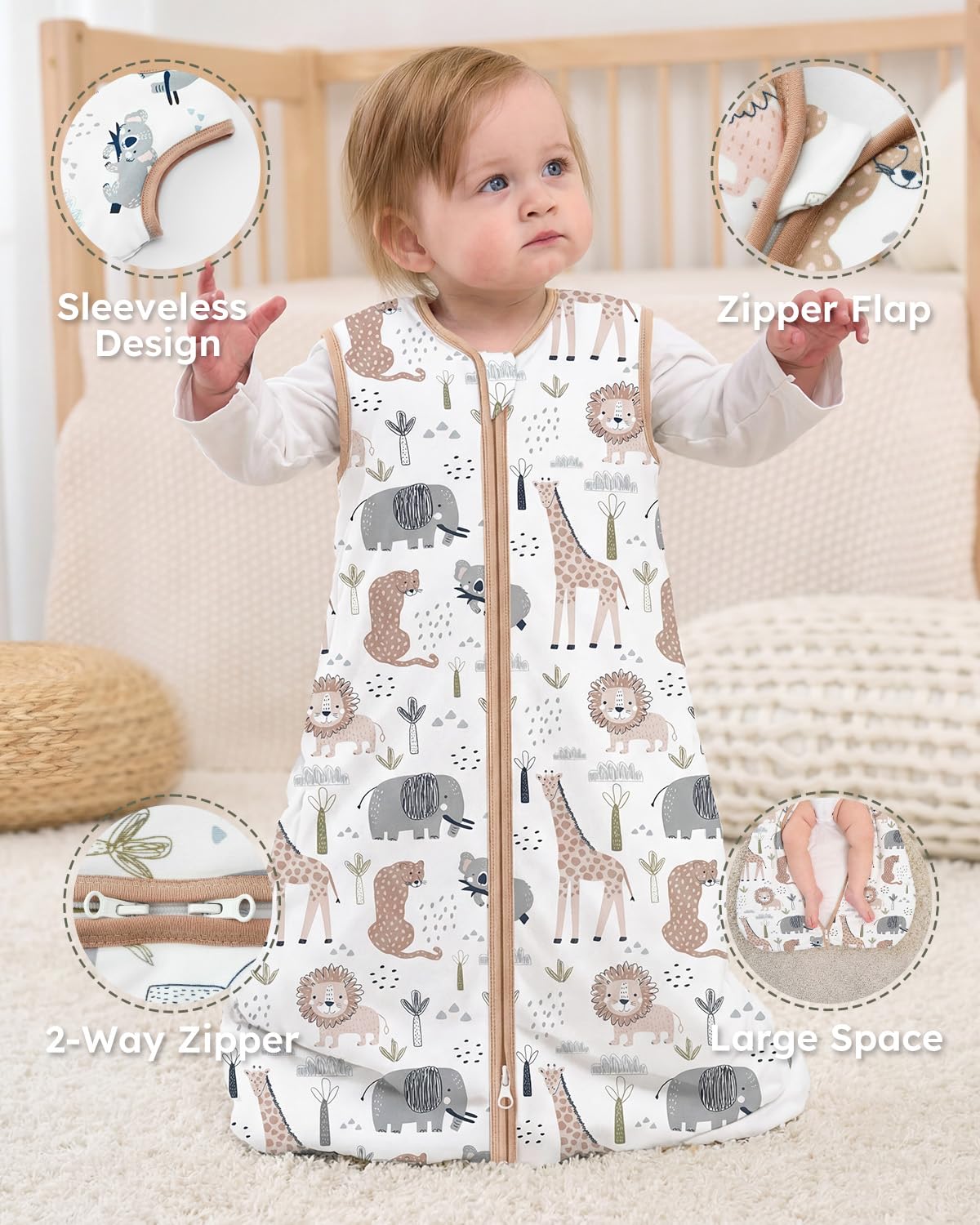 Yoofoss Baby Sleep Sack - 1.5 Tog Wearable Blanket for 18-24 Months | 100% Organic Cotton, Warm & Comfy