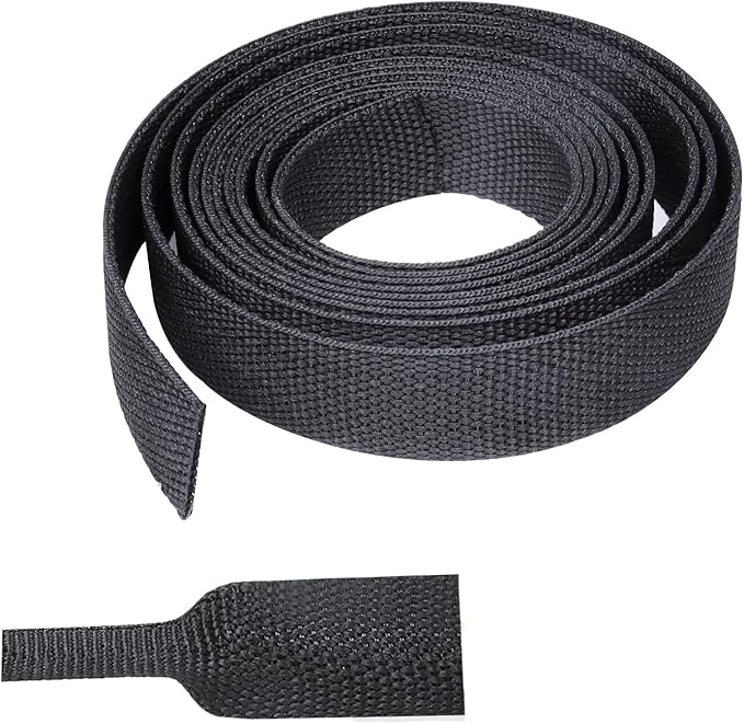 BuyUneed Braided Sleeving Heat Shrinkable Fabric 2:1 Ratio- Abrasion Protection Flexibility Wiring Harness Cable Sheath (3/8" ID, 16ft)