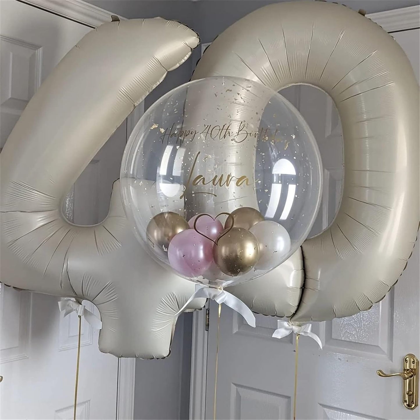Skiennix 40-Inch Giant Helium Number Balloons - Beige 2nd Birthday Decorations for Boys & Girls
