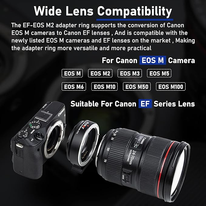 VILTROX EF-EOS M2 Lens Adapter Reducer Speed Booster 0.71x Auto Focus EF to EFM Lens Mount Adapter Compatible with Canon EF Lens to EF-M Mount Mirrorless Camera EOS M M2 M3 M5 M6 M10 M50 M100