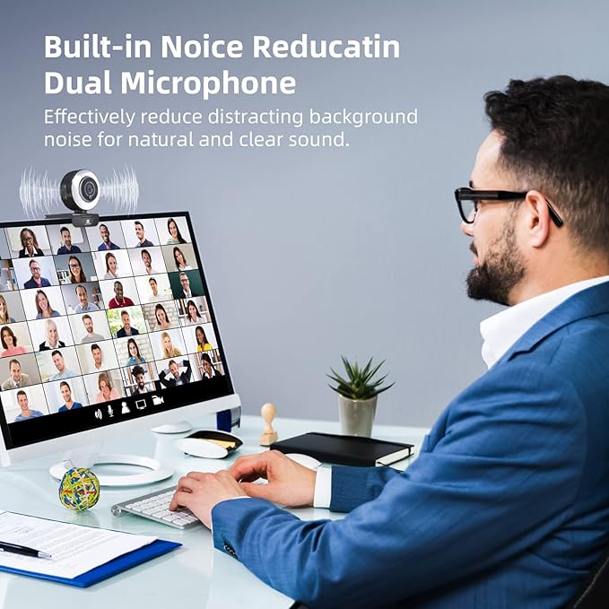 VITADE Streaming Webcam with Adjustable Ring Light, Full HD 1080P Webcam with Dual Microphones and Advanced Auto-Focus,Pro Web Camera for Online Learning, Zoom Meeting Skype Teams, Gaming Laptop
