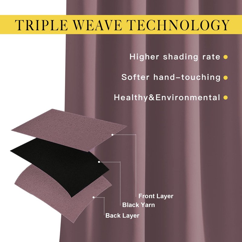 NICETOWN Blackout Dry Rose Curtains 102 inches Long 2 Panels Burg, Grommet Thermal Curtains Light Blinds Room Darkening Window Treatments for Bedroom, 2 Panels, W52 x L102