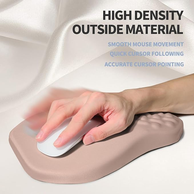 Gleamtide Ergonomic Raised Mouse Pad Wrist Support with Bilateral Slope Memory Foam Mousepad for Wrist Rest and Carpal Tunnel Pain Relief 11.8x7.9〃 Apricot Pink