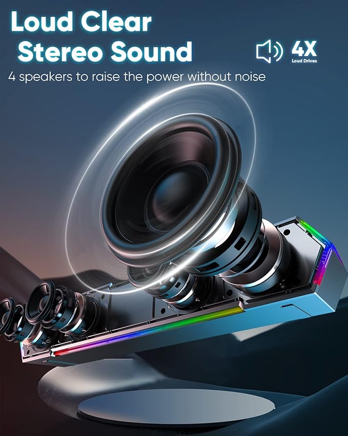 LENRUE G11 Computer Speakers for Desktop, Touch Lights PC Speakers with Surge Clear Sound, USB C/USB Powered, AUX Audio for Computer Desktop PC Laptop Desk