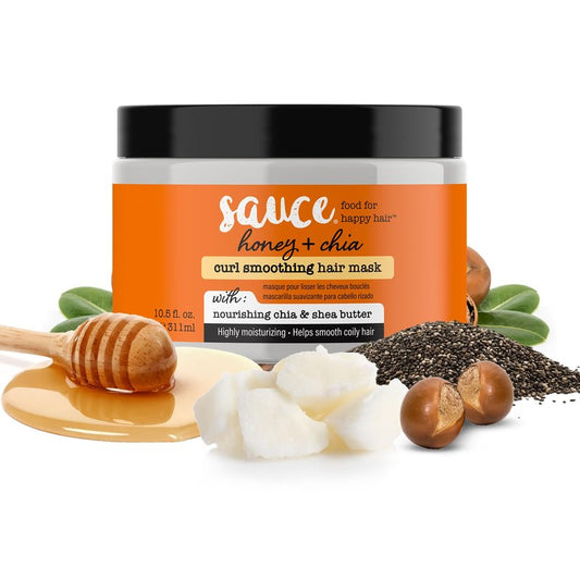 SAUCE Hair Mask, Honey Chia Smoothing Curl Mask (10.5 FL Oz) Frizz Control & Deep Conditioning with Shea Butter, Curly & Coily Hair, No Parabens & Sulfates
