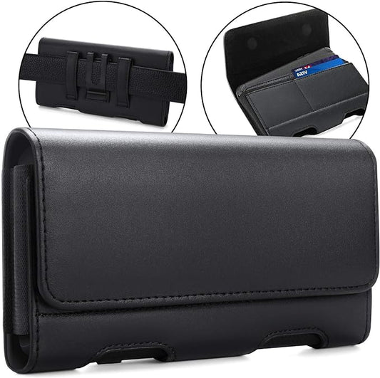 BECPLT for Galaxy S25 Ultra S24 Ultra S23 Ultra S22 Ultra 5G Note 20 Ultra 5G Note 10+ Plus 5G Holster Black Leather Carrying Cell Phone Holder Belt Clip Holster Case Pouch for Galaxy A14 5G S21 Ultra
