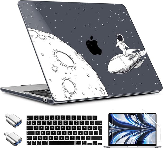TWOLSKOO for MacBook Air 13 inch Case M5 2026 M4 2025 M3 M2 2024-2022 A3449 A3240 A3113 A2681, Plastic Hard Shell & Keyboard Cover & Type C for MacBook Air 13.6 inch Case, Flying Astronauts