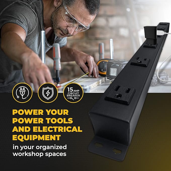 Opentron 9 Black Verticle Outlets 6 Feet Power Cord Heavy Duty Metal Surge Protector Power Strip