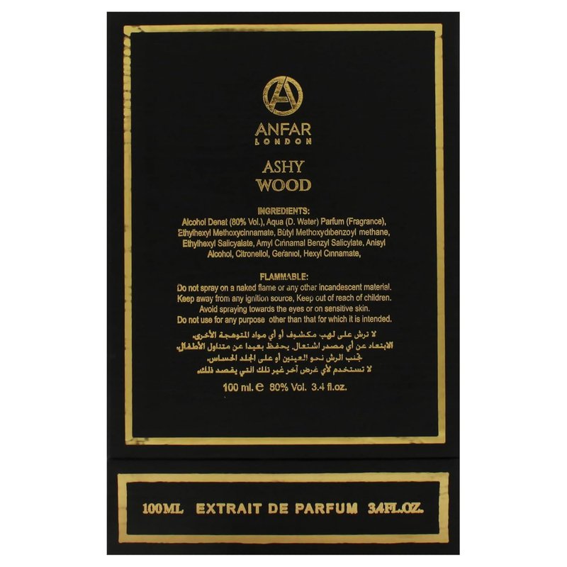 Anfar London - Men's Ashy Wood Extrait De Parfum Spray - 3.4 oz Fragrance
