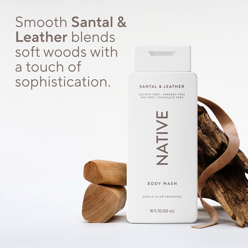 Body Wash for Men & Women - Naturally Derived, Sulfate & Paraben Free | Santal & Leather, 18 oz