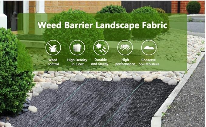 4ftx50ft Weed Barrier Landscape Fabric Heavy Dutyï¼Weed Block Gardening Ground Cover Mat, Weed Control Garden Cloth ï¼Woven Geotextile Fabric for Underlaymentï¼Commercial Driveway Fabric