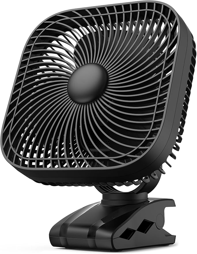 SLENPET 20000mAh Rechargeable Portable Clip-on Fan – Battery Operated, Last 78 Hrs, 4 Speeds with Light & Hook, 8 Inch Personal for Camping, Outdoor, Golf Cart, Stroller & Desk Use