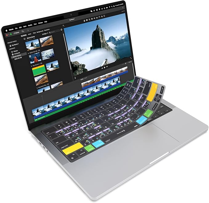 JCPal iMovie Shortcut Guide Keyboard Cover for Apple MacBook Pro 14 inch / 16 inch (M1–M5), MacBook Air 13 inch / 15 inch (M2–M5) and MacBook Neo (US–Layout)