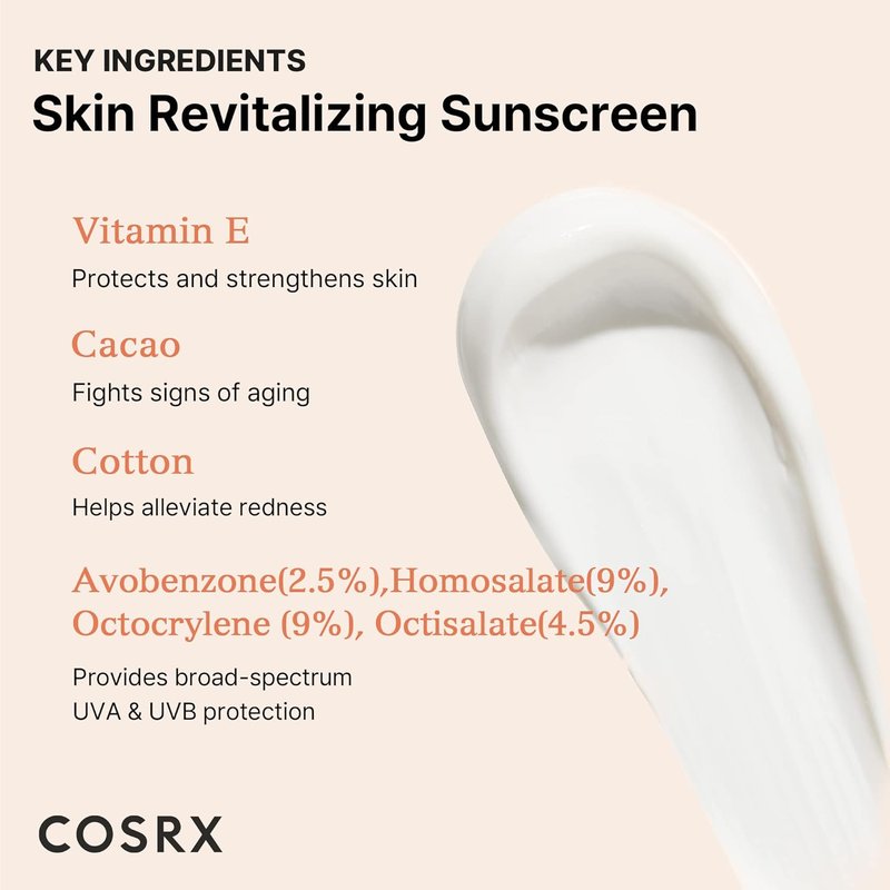 COSRX Vitamin E Face Sunscreen SPF 50 | Discoloration Care with 2% Alpha Arbutin