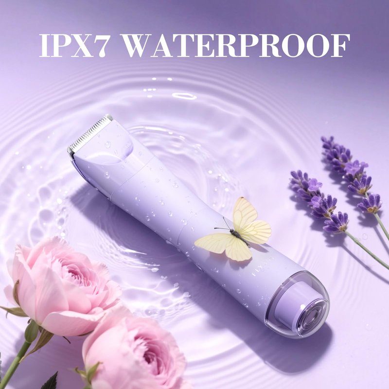 Bikini Trimmer for Women, 2 in 1 Electric Shaver for Women, Bikini RazorWaterproof IPX7 with LED, Pubic Hair Trimmer for Leg Arm Underarm Bikini Area, Pull Bows Gift Box(Lavender Dream Purple)