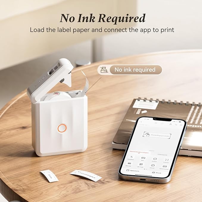 NIIMBOT D110 Label Maker Machine, Bluetooth Thermal Label Printer for School Home Office Organization, Mini Thermal Printer, Label Maker with 3 Label Tapes, White