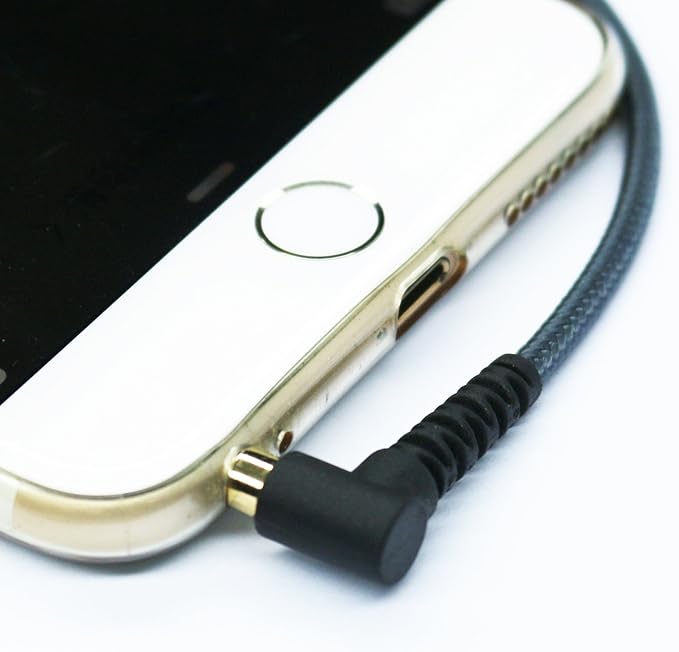 KetDirect 20cm(0.6ft) Right angle 4 pole 3.5mm 1/8 inch male to 4 pole 3.5mm 1/8 inch Female Stereo Audio headphone earphone Extension Cable adapter Cord Tangle-Free Braided wire