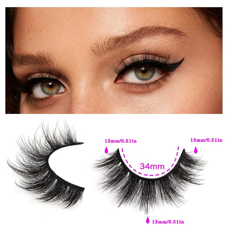 False Eyelashes Wholesale, 50 pairs Natural Look Eyelashes Mink Lash Pack Reusable Fluffy 12-14mm