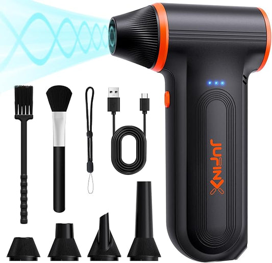 Compressed Air Duster-150000RPM Super Power Rechargeable Air Duster, 3-Gear Adjustable Mini Blower with Fast Charging, Electric Air Duster for Leaves,Computer, Keyboard, (Black)