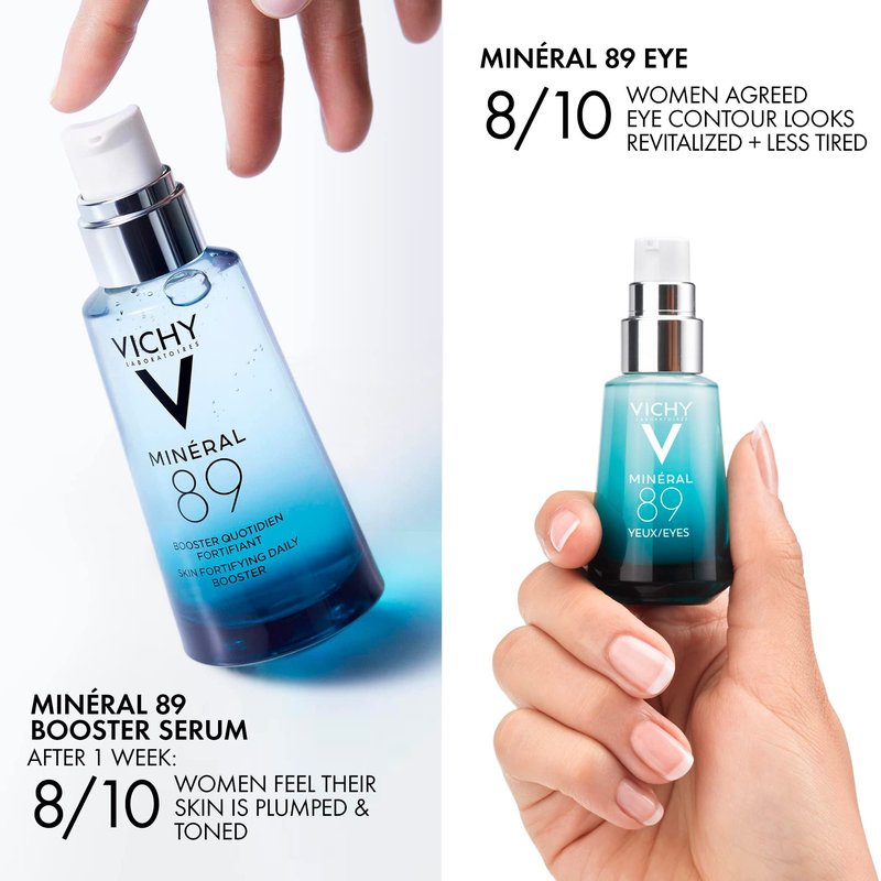 Vichy Mineral 89 Fortifying & Hydrating Daily Skin Booster, Pure Hyaluronic Acid Serum For Face, Plumps & Hydrates, Repairs Skin Barrier, Lightweight Moisturizing Gel, Fragrance Free & Oil-Free