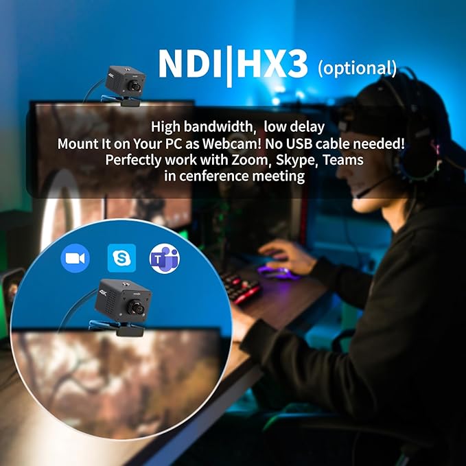 zowietek 4K Native NDI|HX3 POV Box Camera PoE, Auto Focus, SDI & HDMI & UVC Output, Standalone RTSP/RTMP(s)/SRT Live Streaming, Ultra-Compact, Interchangeable Lens, Mobile Phone/Tablet Control(M12 AF)