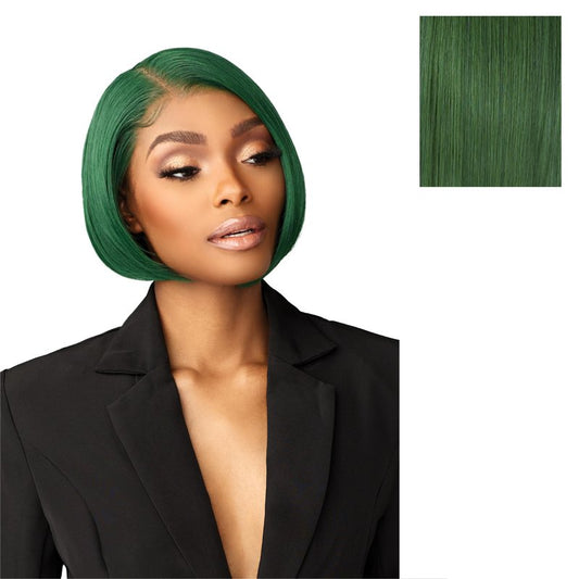Sensationnel Chicbob Lace Frontwig - Bob Unit 3 Face Framing Glueless Wig Wide 5 Inch Deep Part Synthetic Preplucked Hairline (SAPPHIREGREEN)