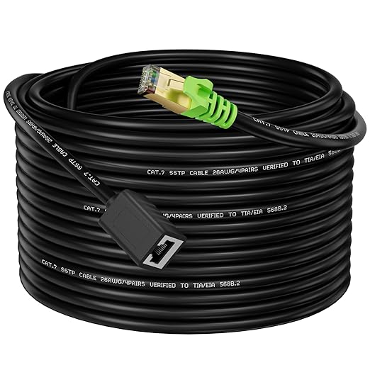 Weetcoocm Ethernet Extension Cable 1.5ft, Network Cat6a Extension Patch Cable RJ45 Cords Shielded Male to Female Connector (1.5FT)