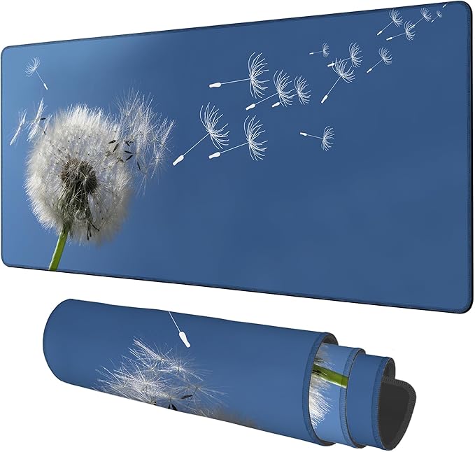 NITAHHHY Flying Dandelion Seeds Gaming Mouse Pad 3mm Thick Stitched Edge Waterproof Non-Slip Large Computer Keyboard Mouse Mat,Suitable for Office Entertainment Decorative Desk Pad 35.4 x 15.7 Inches