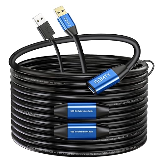 GGMTY USB 2.0 Type A Male to A Female Active Repeater Extension Cable 75ft, High Speed 480 Mbps