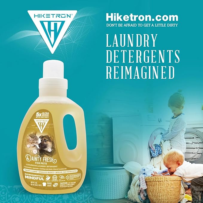 Hiketron Dainty Fresh For Pets Liquid Laundry Detergent, 5x Ultra Concentrated, Tough Stains Remover, Long Lasting Scent (40 Fl Oz, Pack of 1)